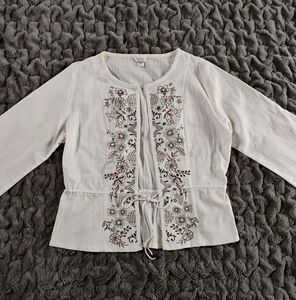Embroidered White Women's Top